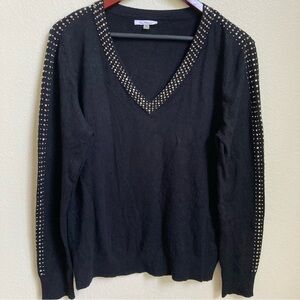 Vila Milano Embellished Wool Blend V Neck Sweater